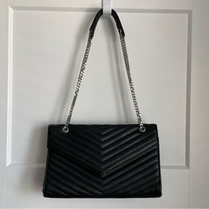 Black Flap Bag Faux Leather Purse